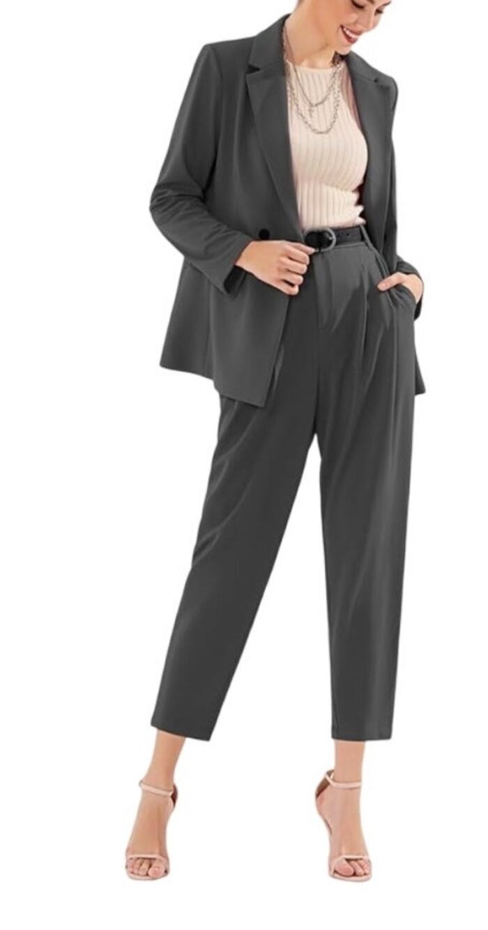 Exlura Women's Large Dark Gray Lightweight Long Sleeve Knit Loose Fit Jacket
